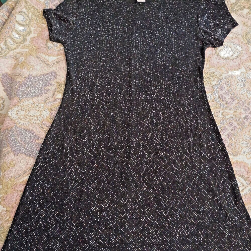 VTG D.C.I. by Courtney Glitter Sparkle Dress Medium Black Holographic Y2K 90sUSA